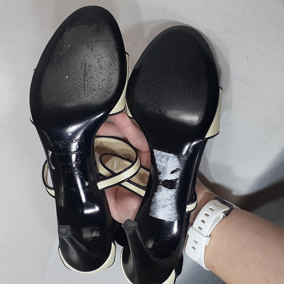 Sergio Rossi cream and black leather heels size 36.5 size 6.5 - Picture 9 of 10